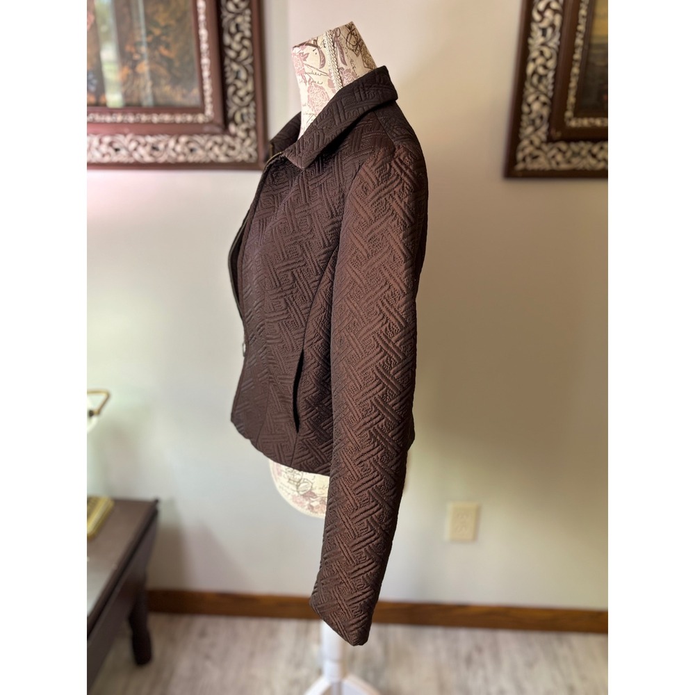 Kenar Quilted Jacket Brown Geometric Pattern Zip … - image 6